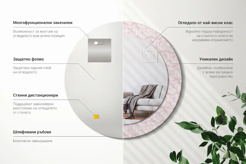 Round decorative mirror Flower petals