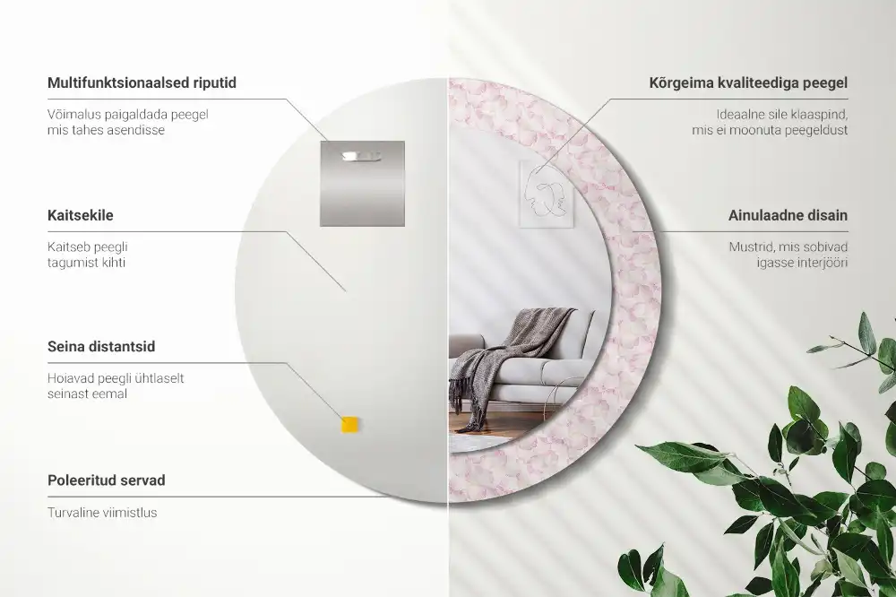 Round decorative mirror Flower petals