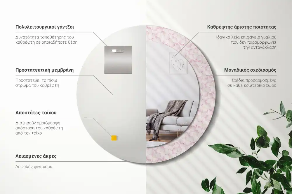 Round decorative mirror Flower petals