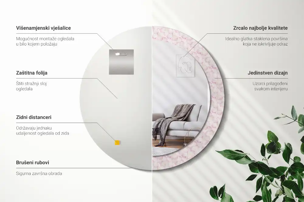 Round decorative mirror Flower petals