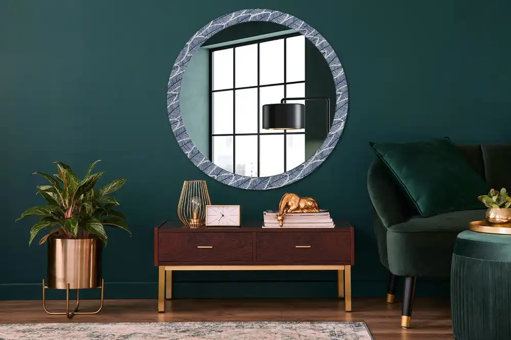 Round decorative mirror Leaves