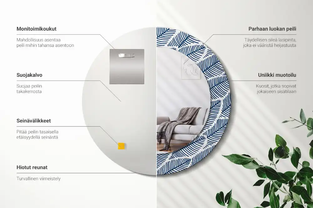 Round decorative mirror Leaves