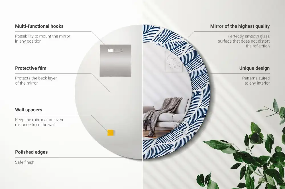 Round decorative mirror Leaves