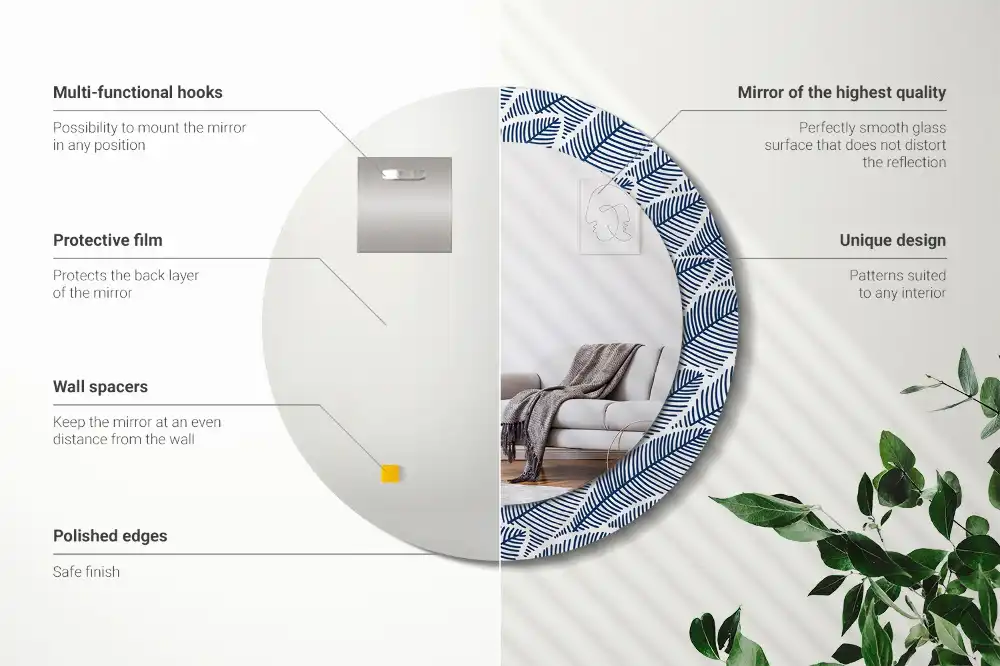 Round decorative mirror Leaves