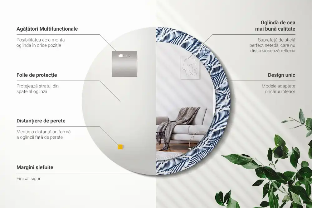 Round decorative mirror Leaves