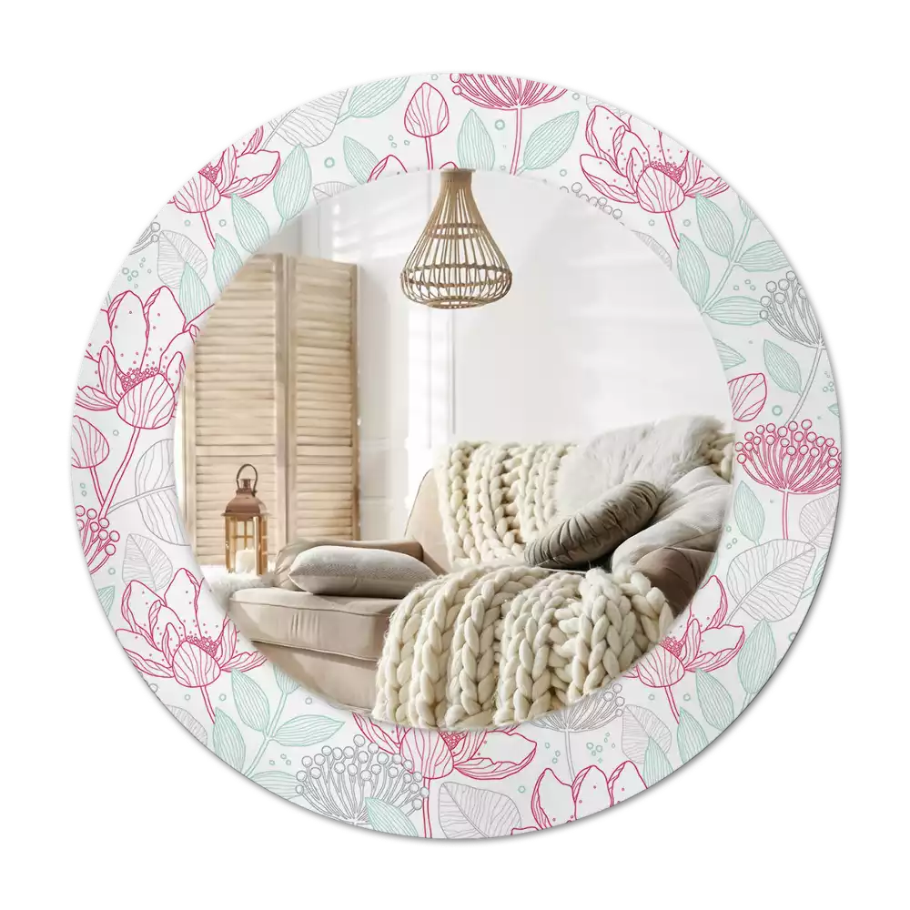 Round printed mirror Flowers