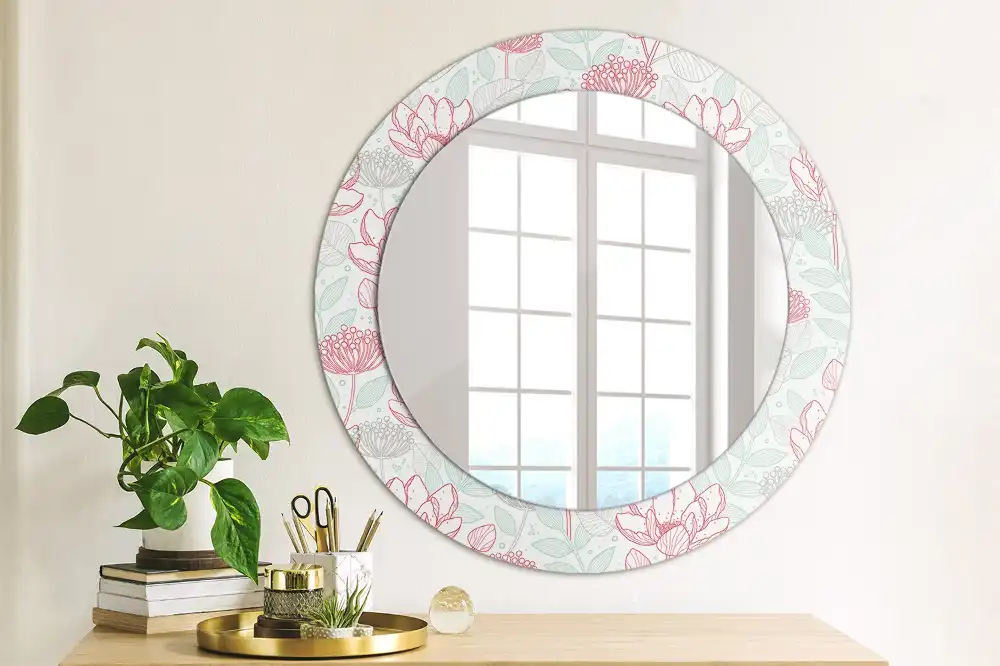 Round printed mirror Flowers