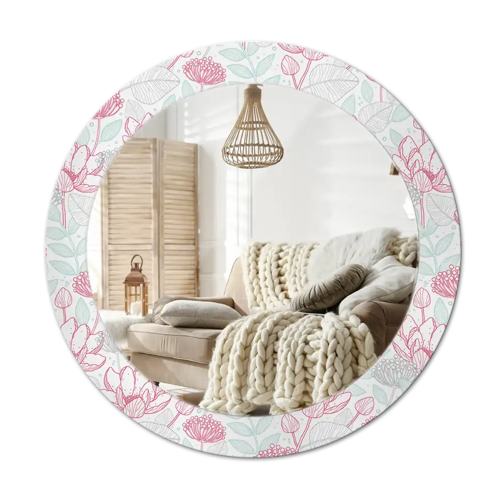 Round printed mirror Flowers