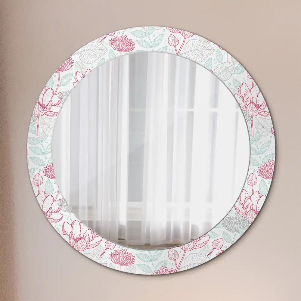 Round printed mirror Flowers