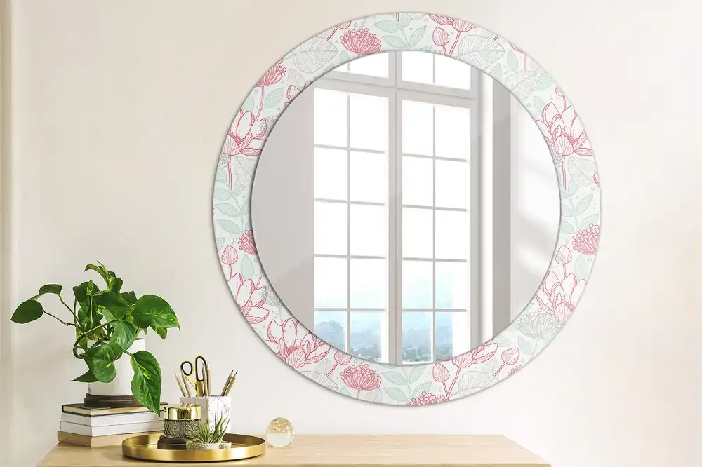 Round printed mirror Flowers