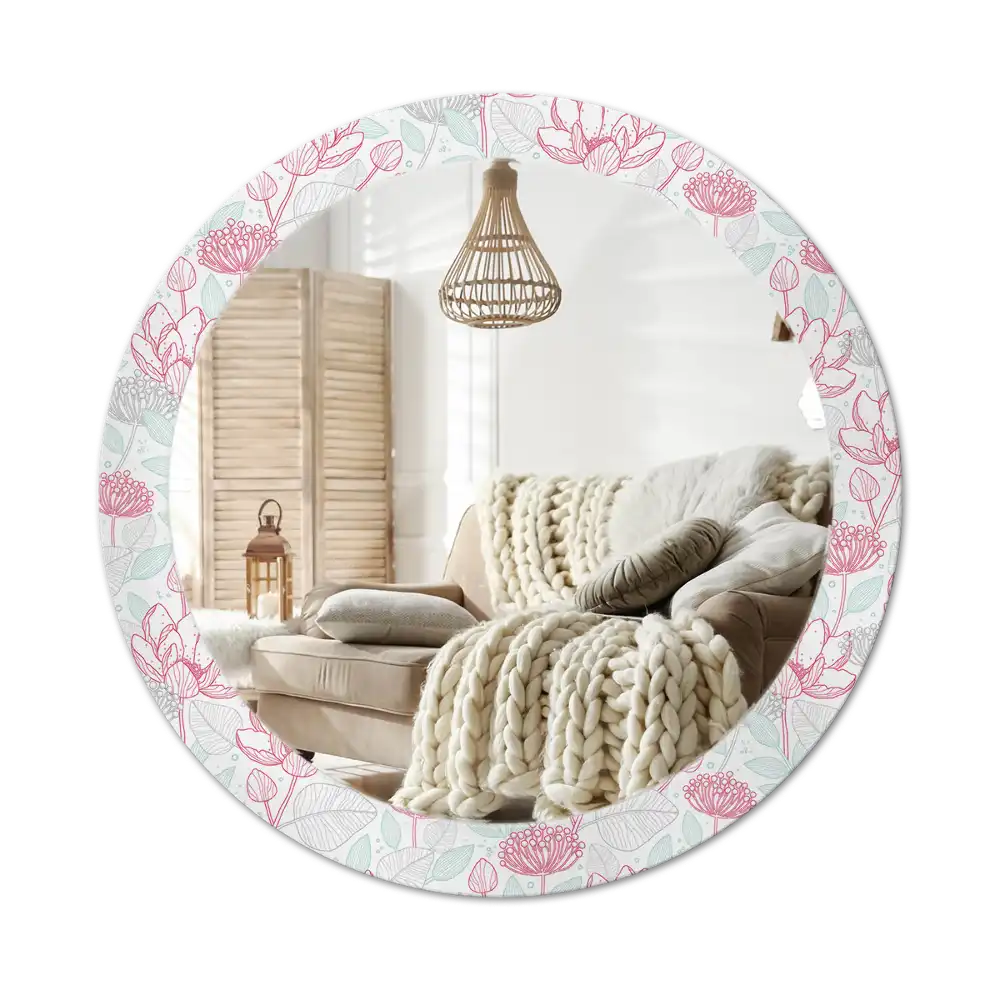 Round printed mirror Flowers