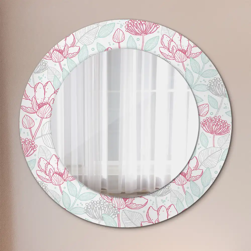 Round printed mirror Flowers