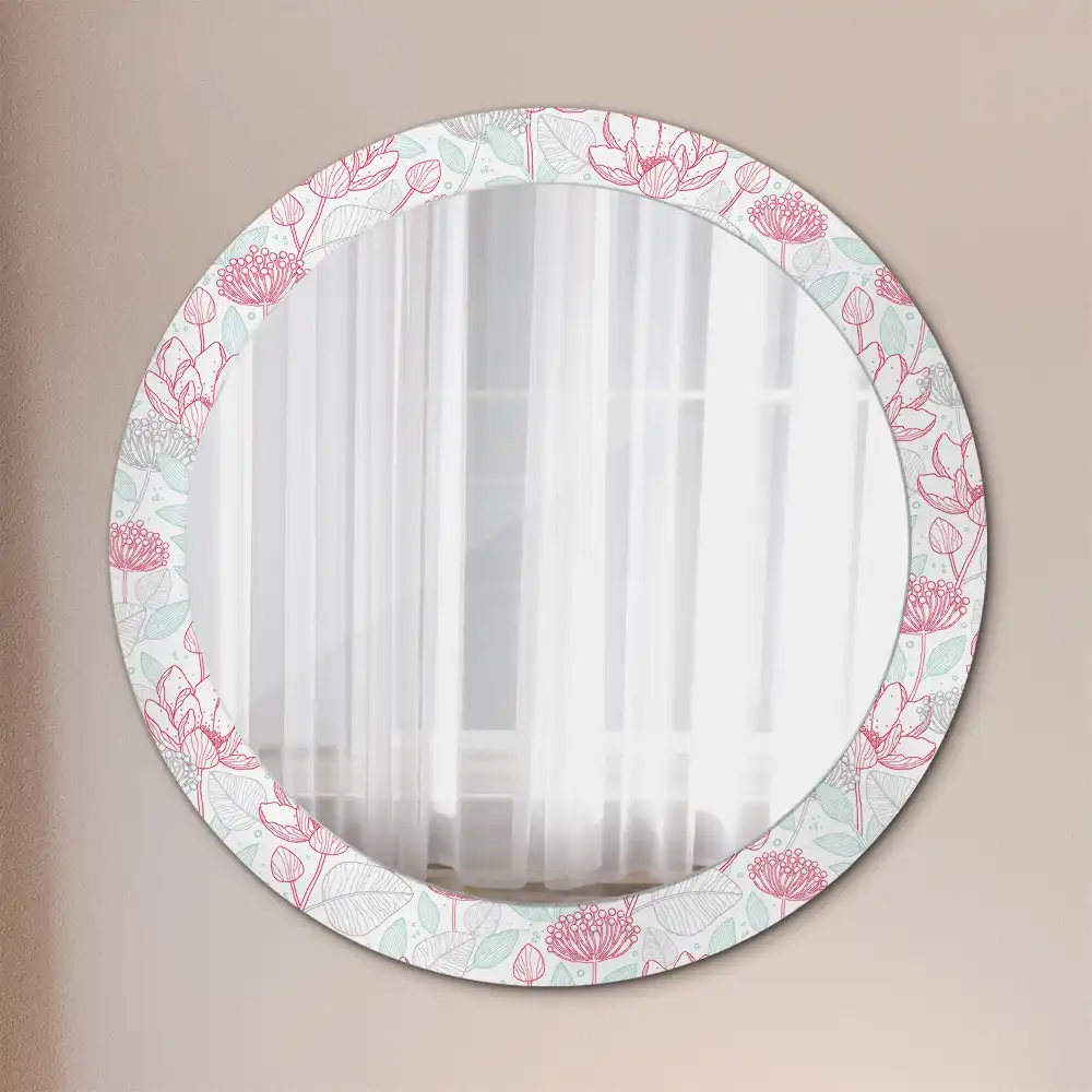 Round printed mirror Flowers