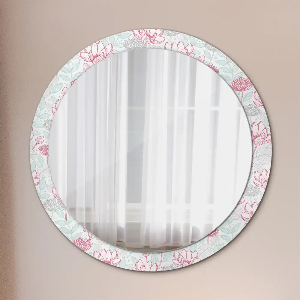 Round printed mirror Flowers