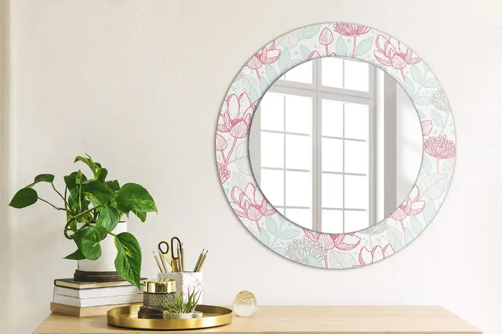 Round printed mirror Flowers