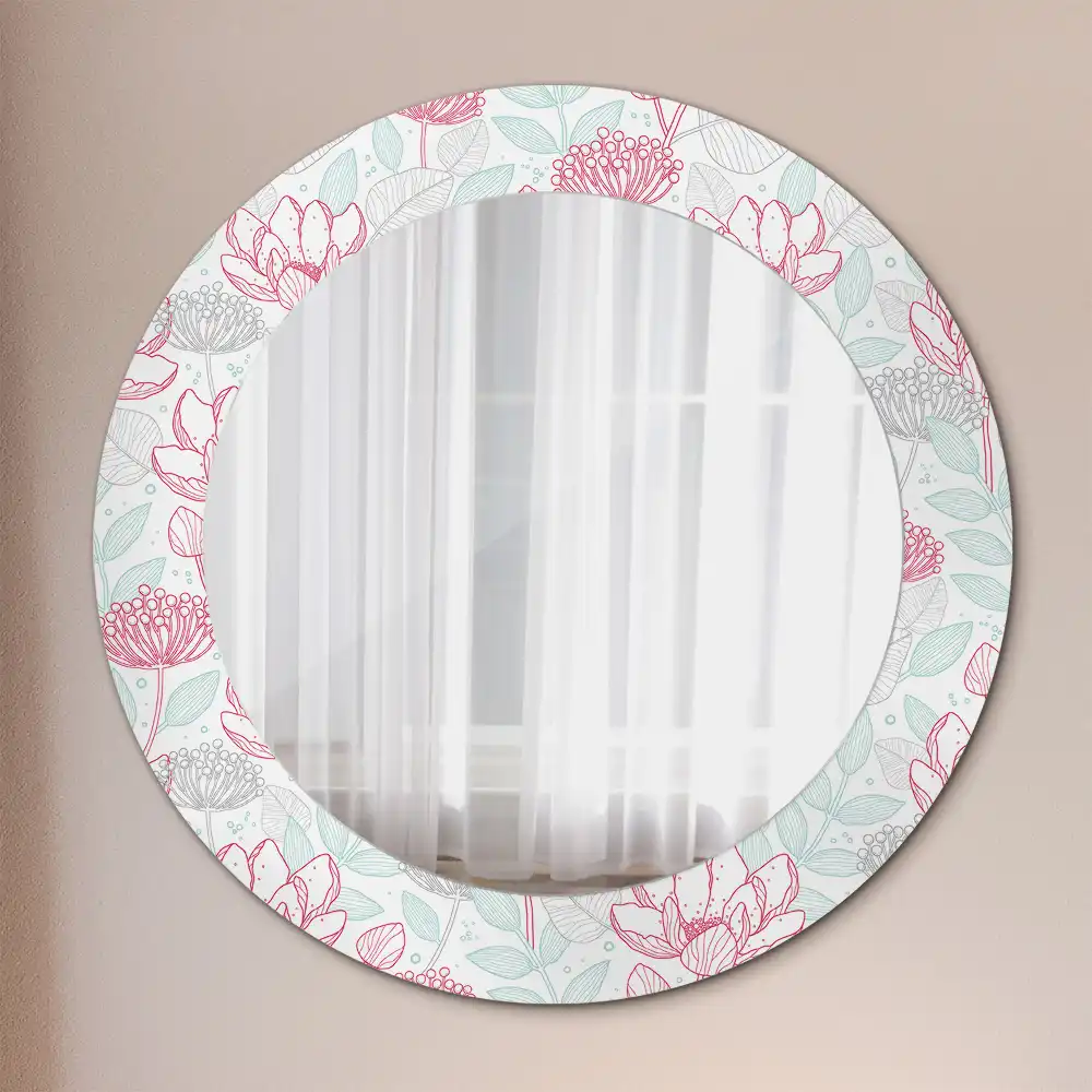 Round printed mirror Flowers