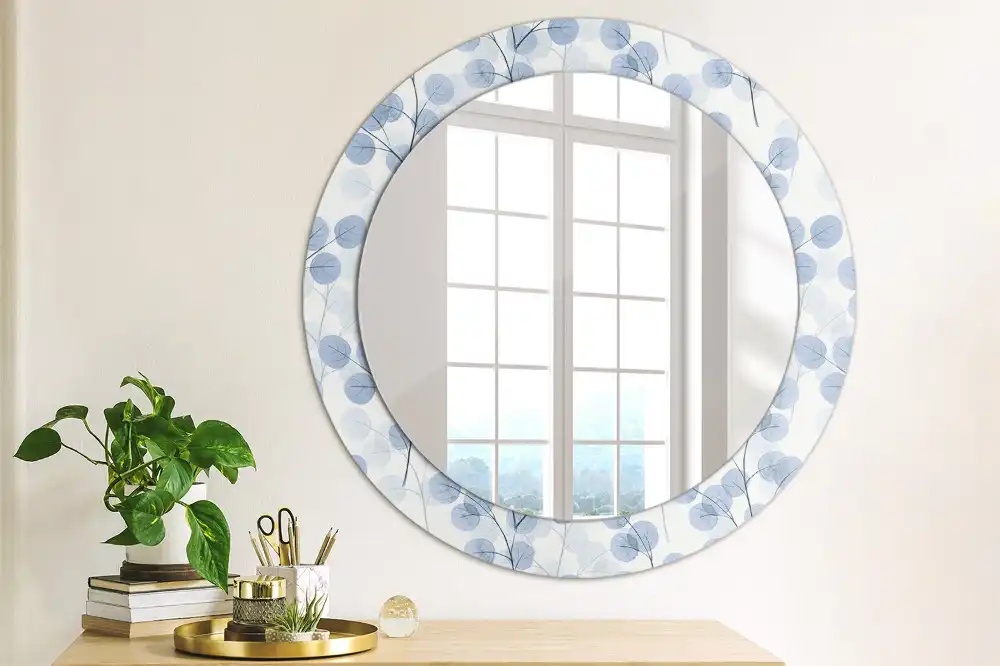 Round decorative mirror Branches leaves
