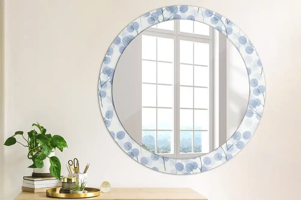 Round decorative mirror Branches leaves