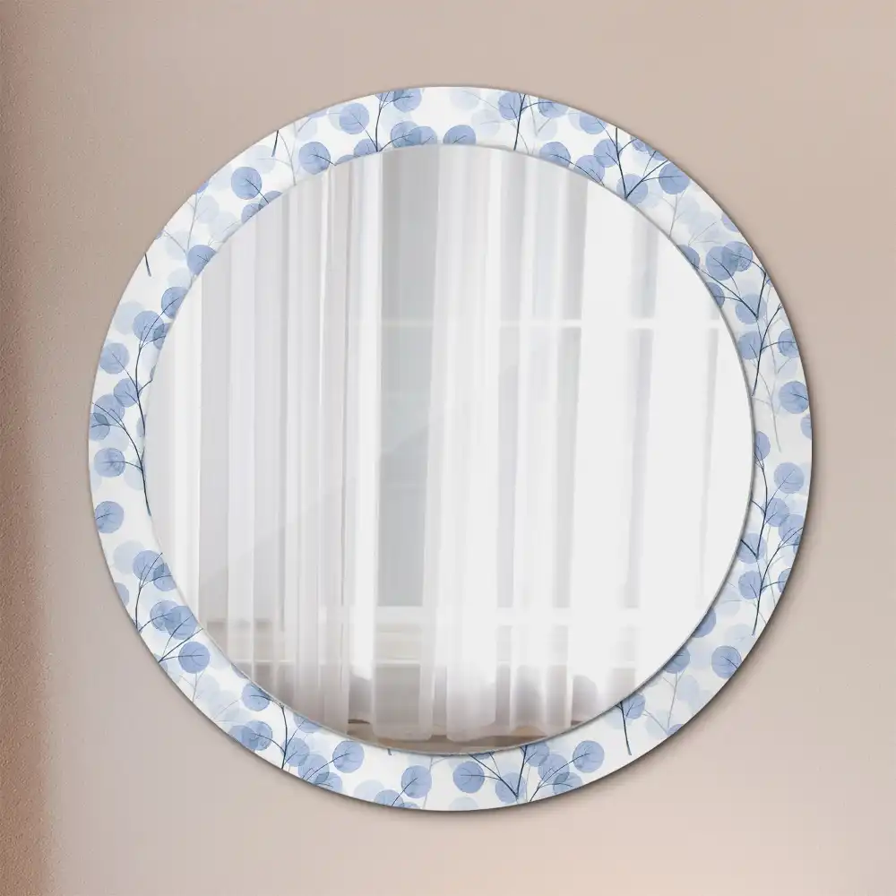 Round decorative mirror Branches leaves