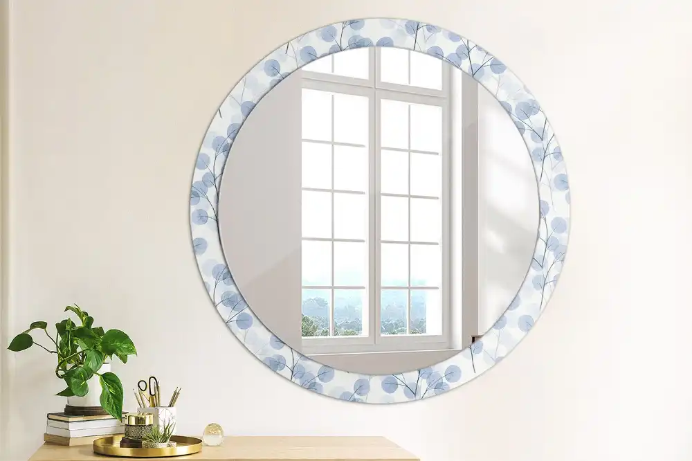 Round decorative mirror Branches leaves