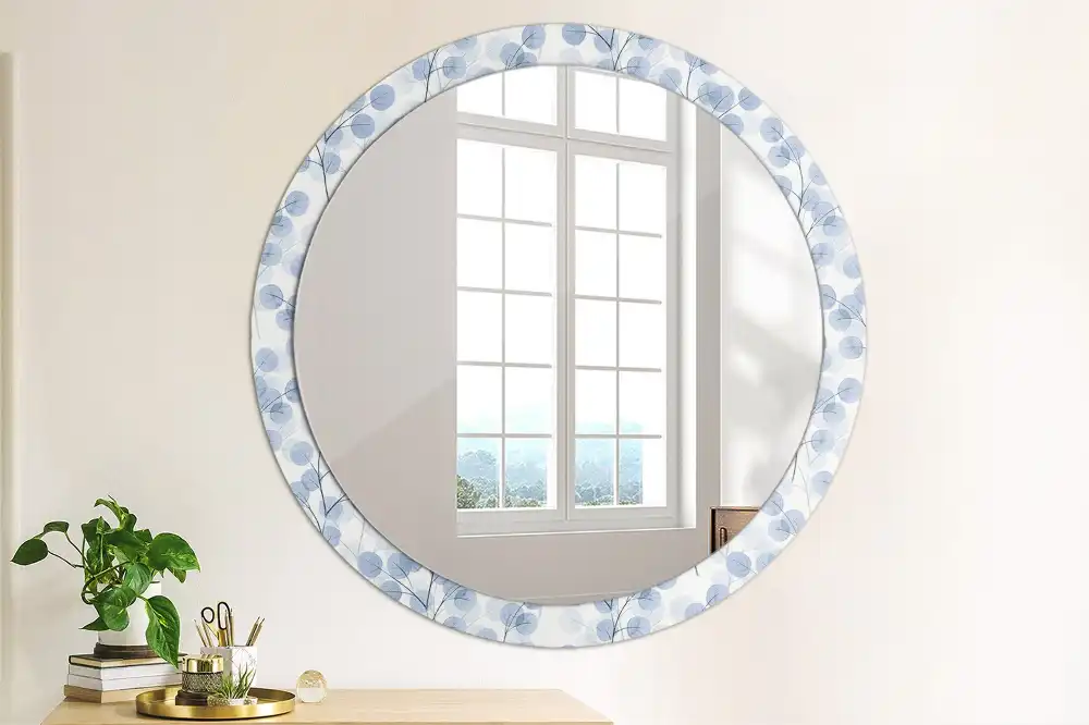 Round decorative mirror Branches leaves
