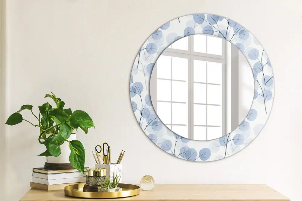 Round decorative mirror Branches leaves