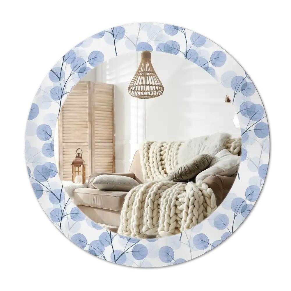 Round decorative mirror Branches leaves
