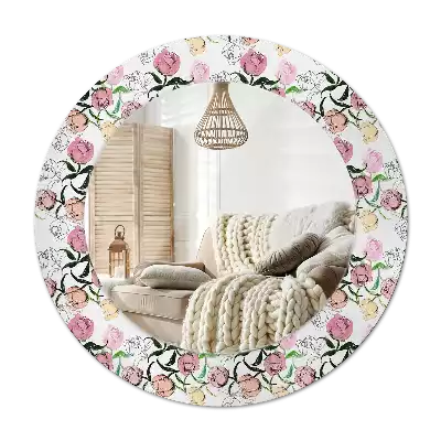 Round wall mirror decor Peony buds