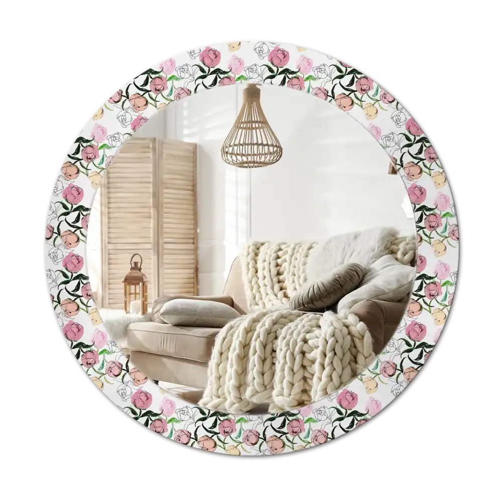 Round wall mirror decor Peony buds