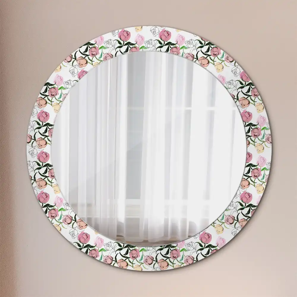 Round wall mirror decor Peony buds