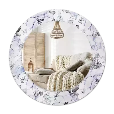 Round printed mirror Blue roses