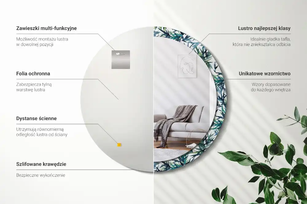 Round wall mirror decor Blue palm trees