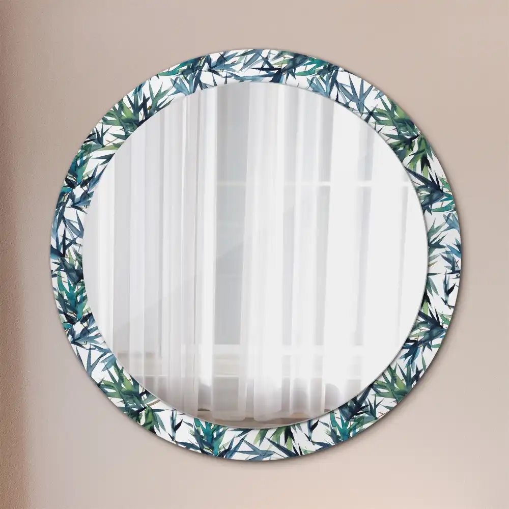 Round wall mirror decor Blue palm trees