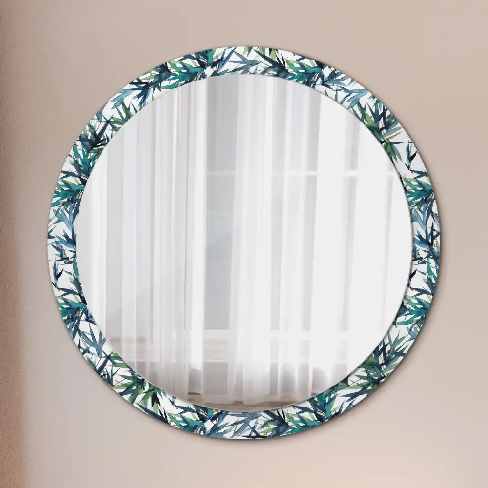 Round wall mirror decor Blue palm trees