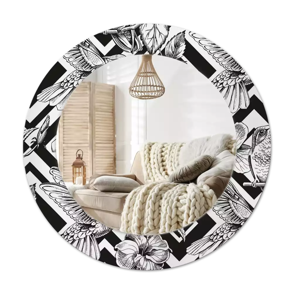 Round printed mirror Hummingbirds