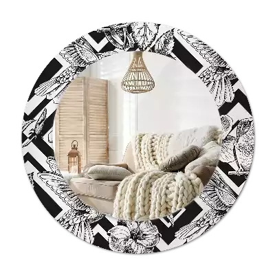 Round printed mirror Hummingbirds