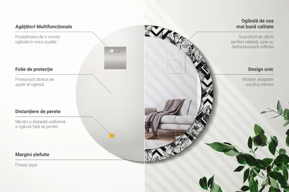 Round printed mirror Hummingbirds