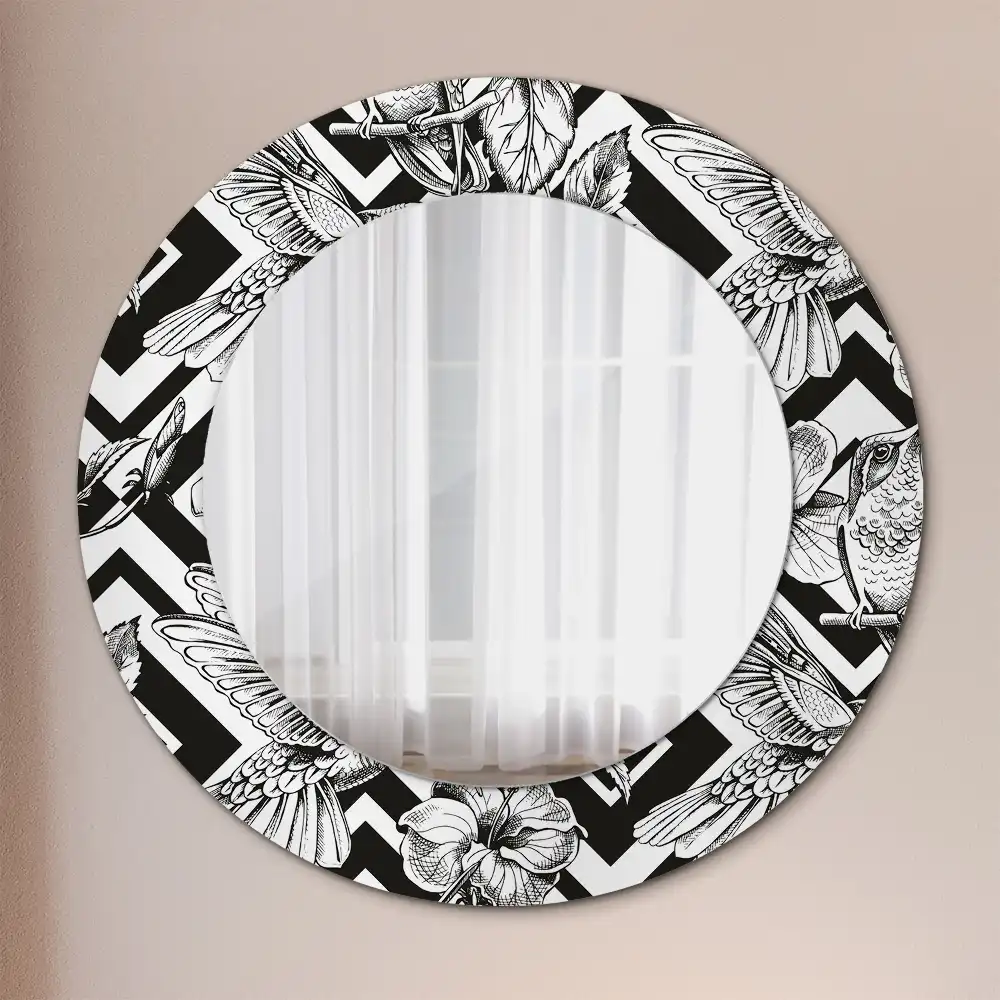 Round printed mirror Hummingbirds