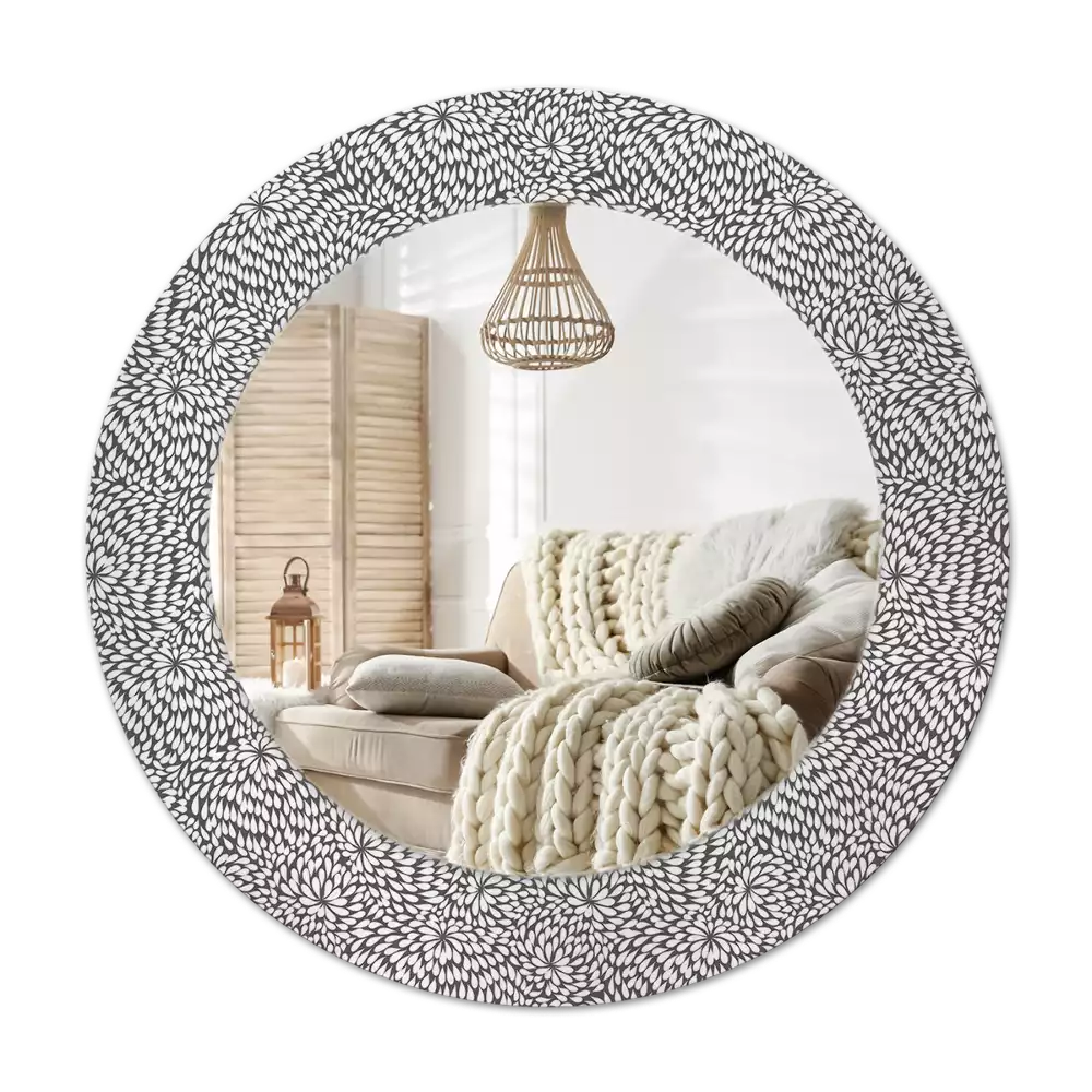 Round wall mirror decor Floral pattern
