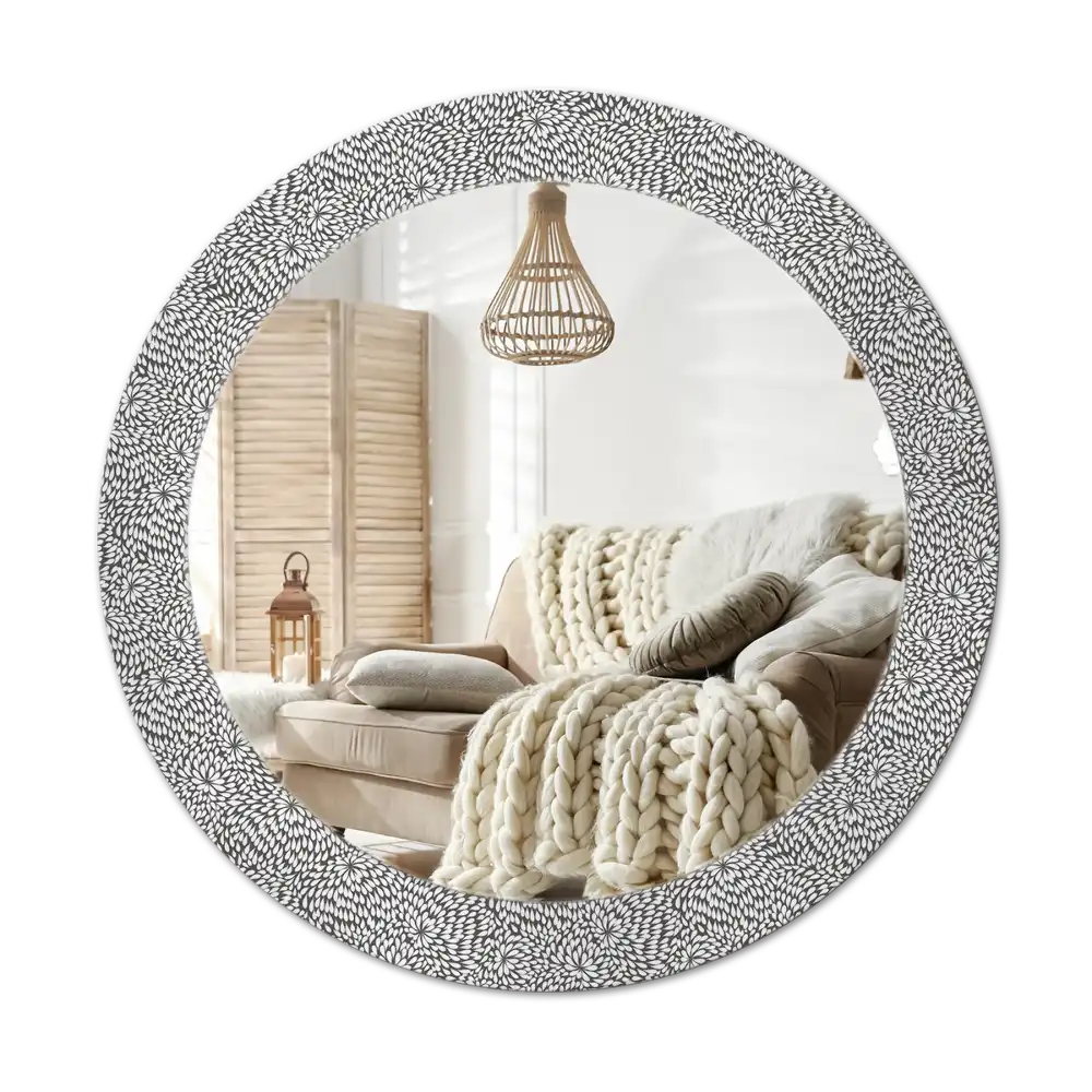 Round wall mirror decor Floral pattern