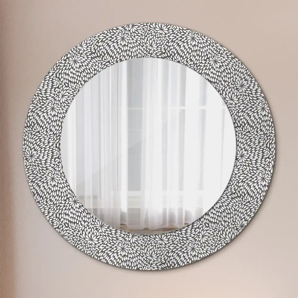 Round wall mirror decor Floral pattern