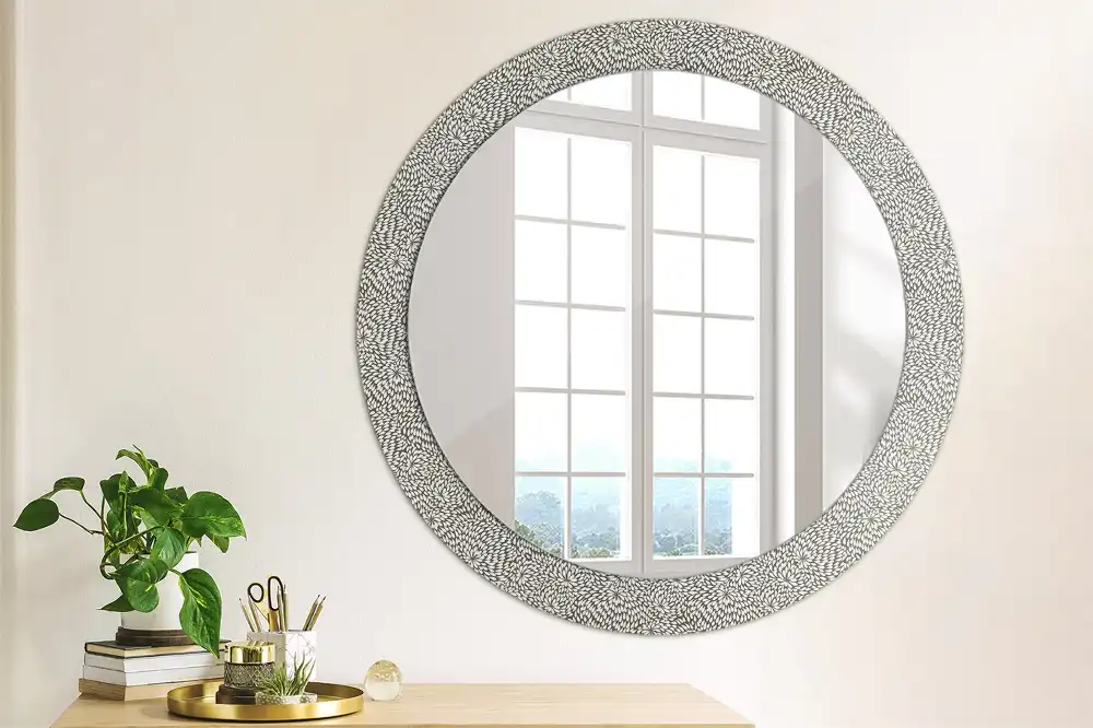Round wall mirror decor Floral pattern