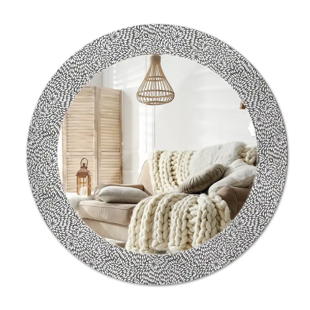 Round wall mirror decor Floral pattern