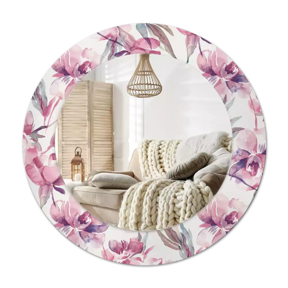 Round decorative mirror Peonies flowers