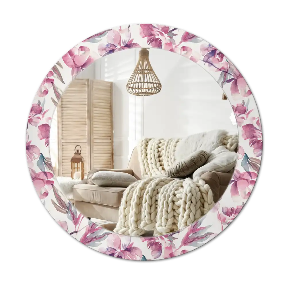 Round decorative mirror Peonies flowers