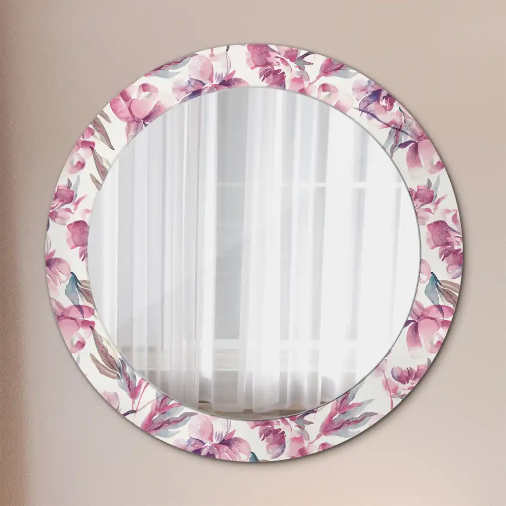 Round decorative mirror Peonies flowers