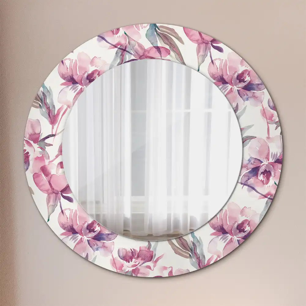 Round decorative mirror Peonies flowers