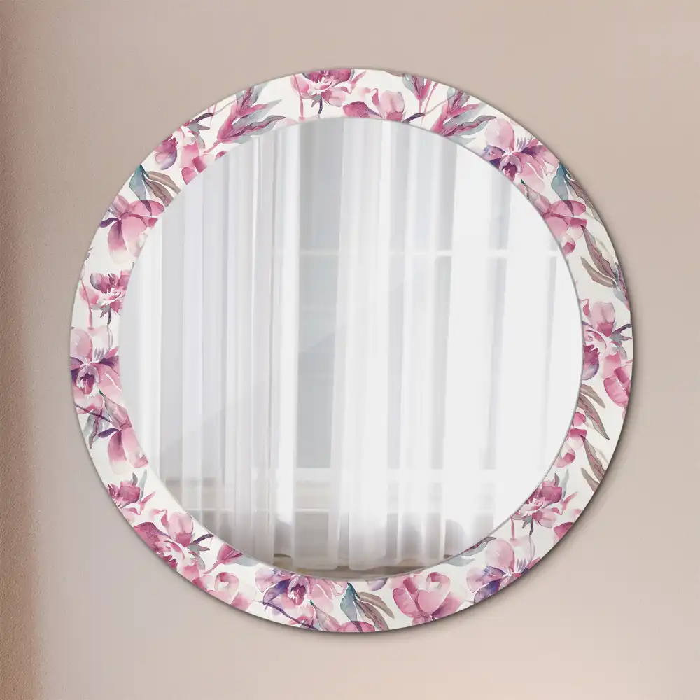 Round decorative mirror Peonies flowers