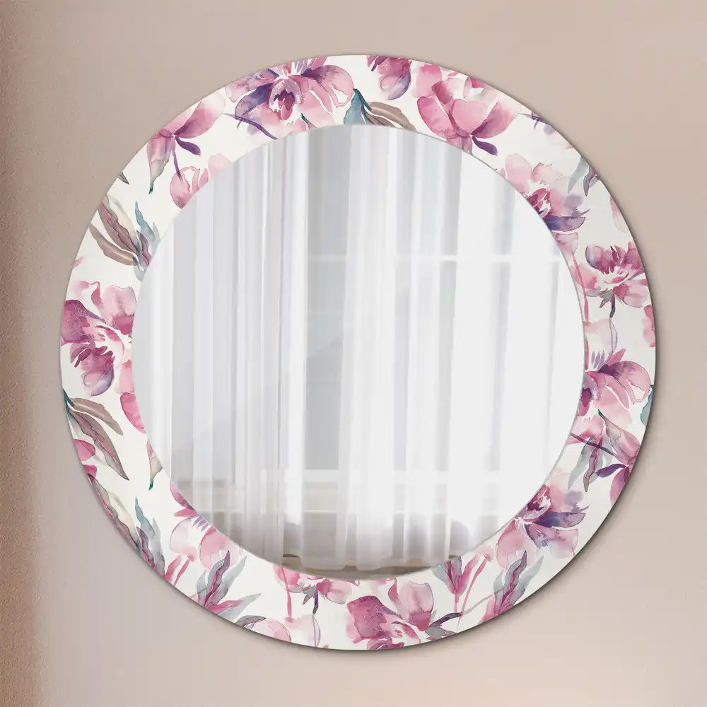 Round decorative mirror Peonies flowers