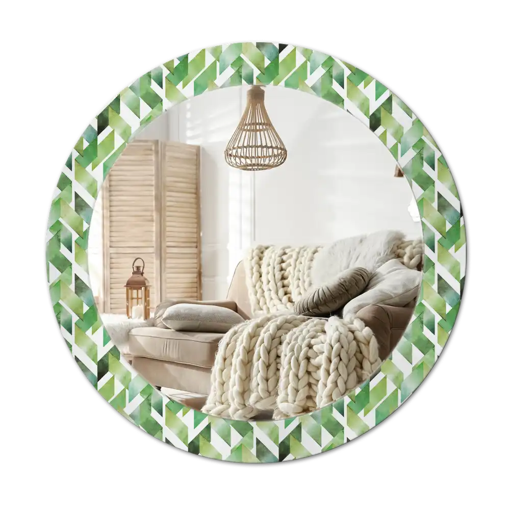 Round decorative mirror Herringbone